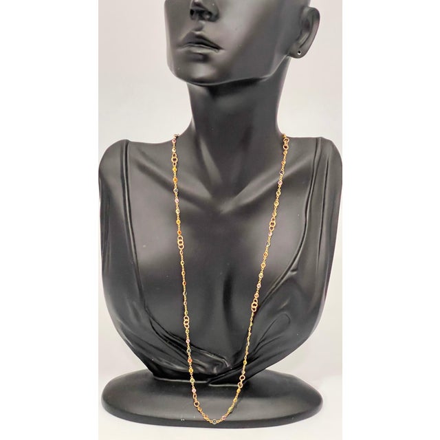 Bezel-Set Multi-Sapphire Station Necklace 18kt Yellow Gold 21" By Designer dc Simple yet elegant, this 18k yellow gold...