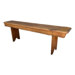 Early 1900s Rustic Farmhouse Wooden Bench For Sale