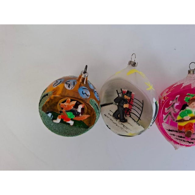Vintage Czechoslovakian Glass Christmas Diorama Ornaments, 1960, Set of 6 For Sale - Image 15 of 18