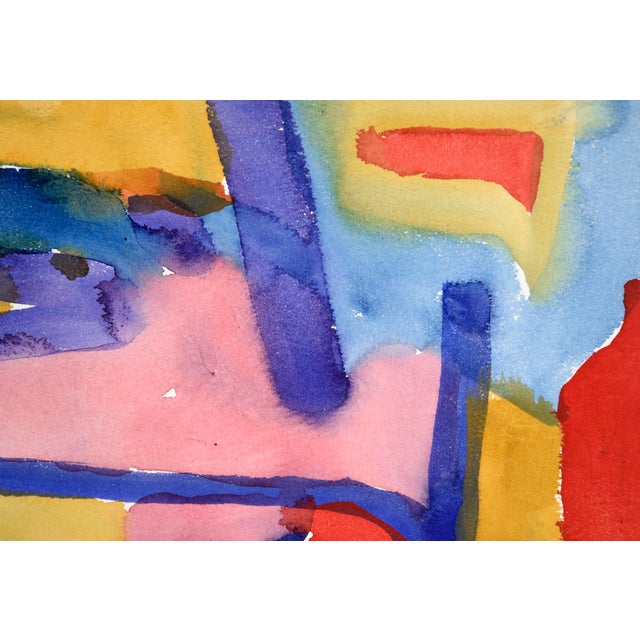 1980s Blue, Pink & Red Abstract in Watercolor on Paper by Les Anderson For Sale - Image 5 of 6