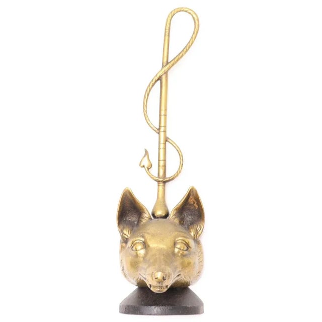 Gold English Brass and Iron Fox Head Door Stop by Peerage, 1920s For Sale - Image 8 of 11