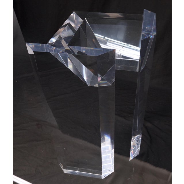 Magnificent Lucite Pedestals Base Glass Top Dining Conference Table 7' Long For Sale - Image 10 of 12