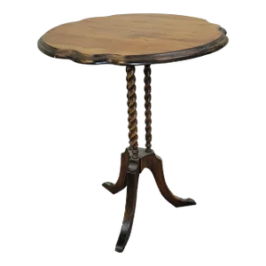Early 20th Century Edwardian Walnut Barley Twist Tripod Wine Table