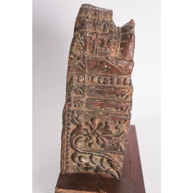 Wall Bracket Architectural Carved Wood Fragment from India For Sale - Image 9 of 12