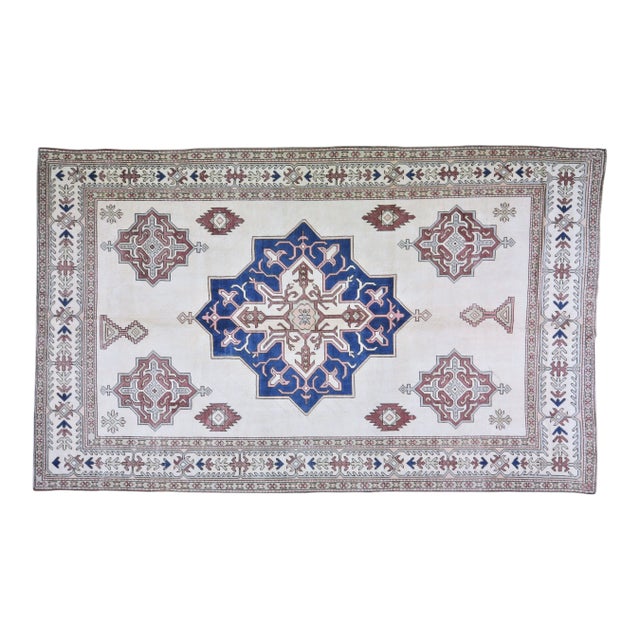 Vintage Turkish Oushak Hand Knotted Organic Wool Fine Weave Rug,7'9"x12'4" For Sale