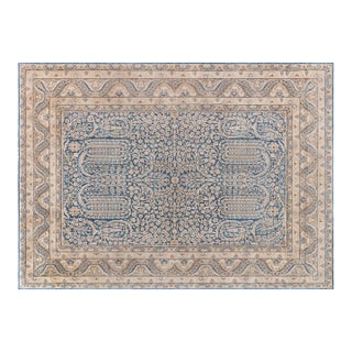 Fine Antique Persian Kirman Blue Handmade Wool Carpet For Sale