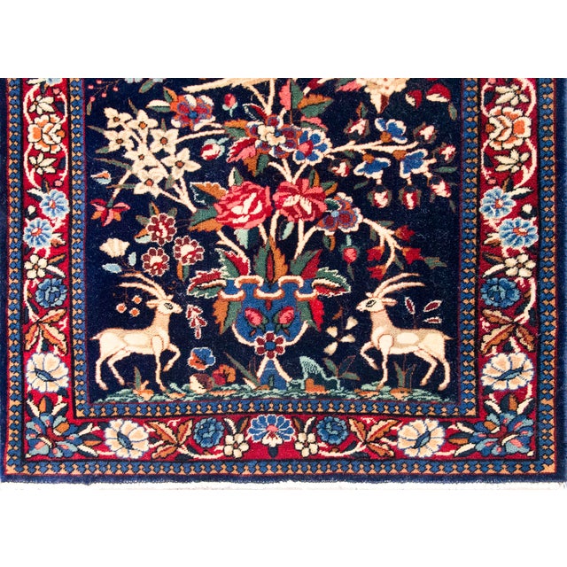 Navy Blue Early 20th Century Persian Kashan Rug For Sale - Image 8 of 14