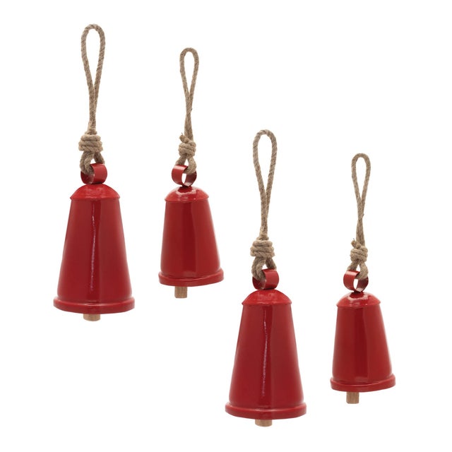 Kenneth Ludwig Chicago Rustic Metal Bell Ornament (Set of 4) For Sale - Image 4 of 4