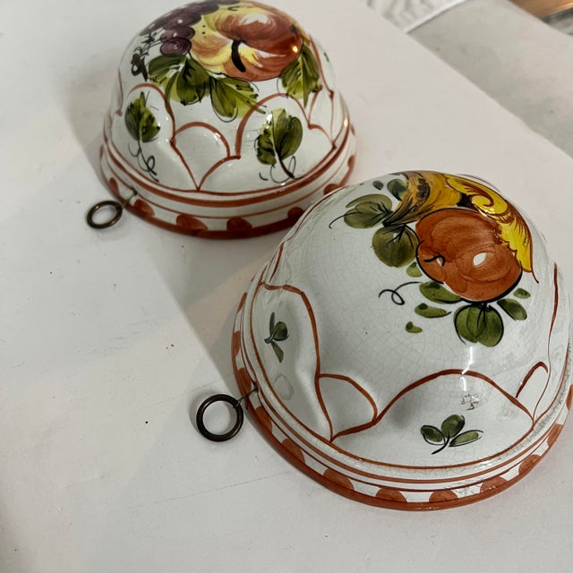 Vintage Italian Bassano Hand Painted Fruit Pattern Ceramic Molds For Sale - Image 6 of 6