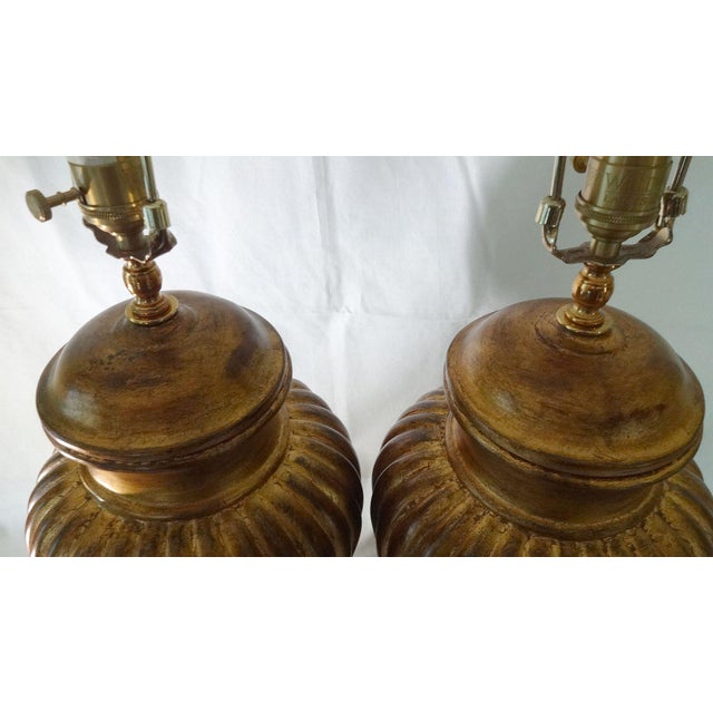 Florentine Finish Ginger Jar Shaped Lamps by Wildwood For Sale - Image 9 of 11
