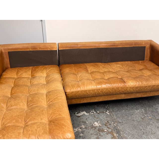 Poly & Bark Napa Leather Sectional Sofa + Chaise, Cognac Tan For Sale - Image 11 of 12