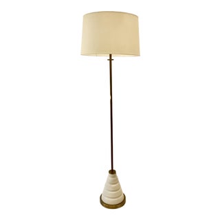 Currey & Co. Modern Marble and Brass Rylan Floor Lamp For Sale