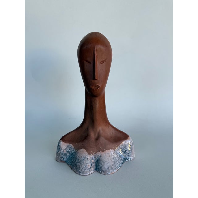 Ceramic Midcentury Studio Pottery Bust of a Woman For Sale - Image 7 of 8