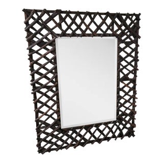 1970s Black Wood Large Mirror For Sale