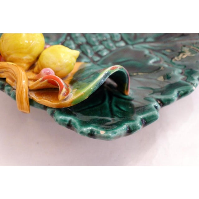 Mid-Century Barbotine Fruit Bowl with Leaves and Lemons, 1960s For Sale - Image 9 of 12