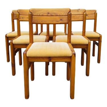 French Pine Dining Chairs, 1970s, Set of 6 For Sale