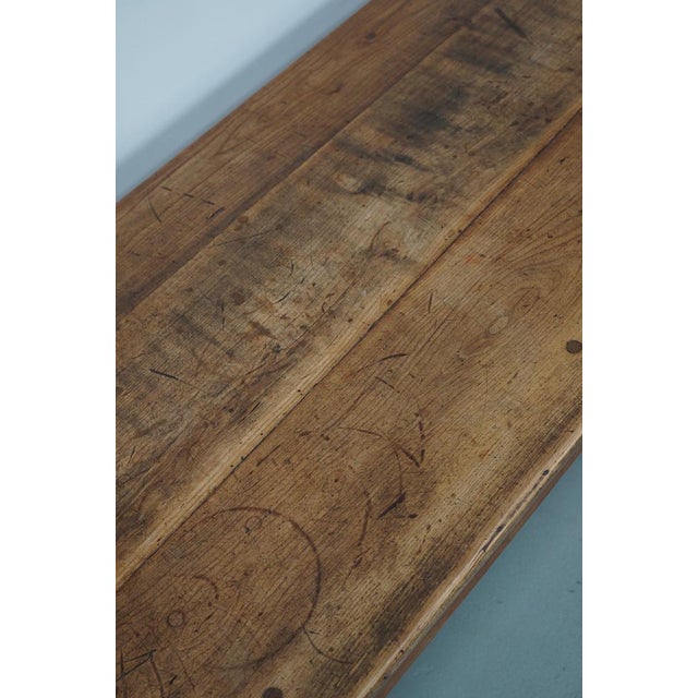Antique 19th Century French Rustic Elm Farmhouse Dining Table For Sale - Image 6 of 18
