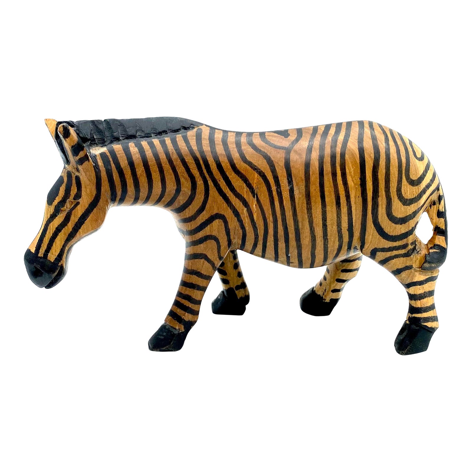 Vintage Late 20th Century Hand Carved Zebra Figurine Chairish