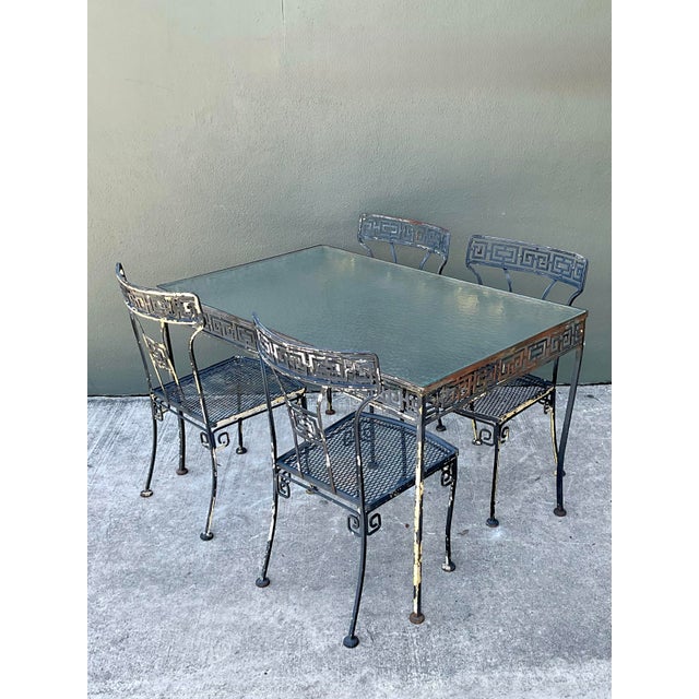 Mid 20th Century Vintage Meadowcraft Greek Key Metal Patio Chairs - Set of Four For Sale - Image 5 of 12