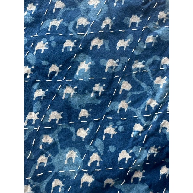 Textile Vintage Quilted Indigo Blanket For Sale - Image 7 of 7