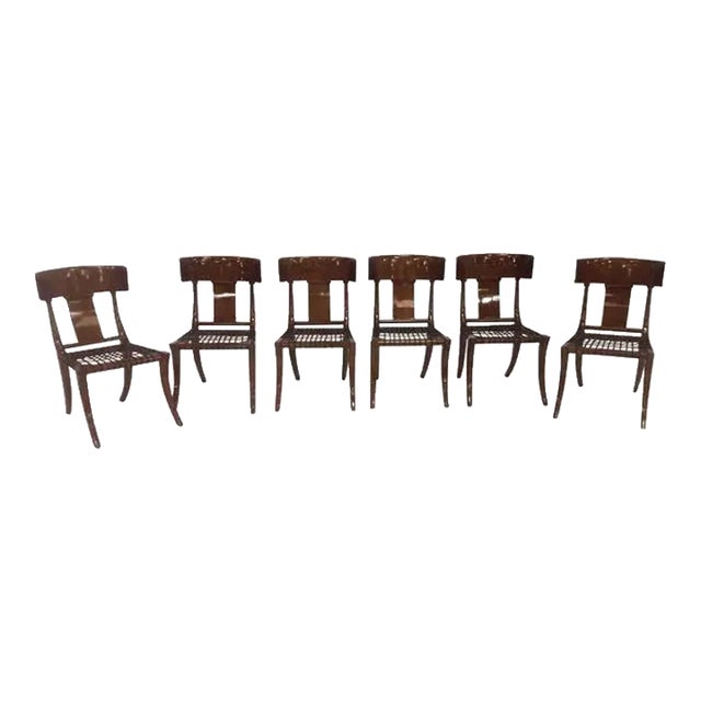 Mid Century Klismos Style Dining Chairs - Set of 6 For Sale
