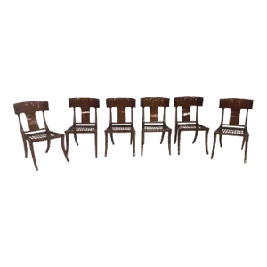 Mid Century Klismos Style Dining Chairs - Set of 6