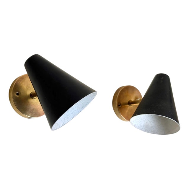 Scandinavian Modern Wall Lamps with Adjustable Cone Shades, 1960s, Set of 2 For Sale
