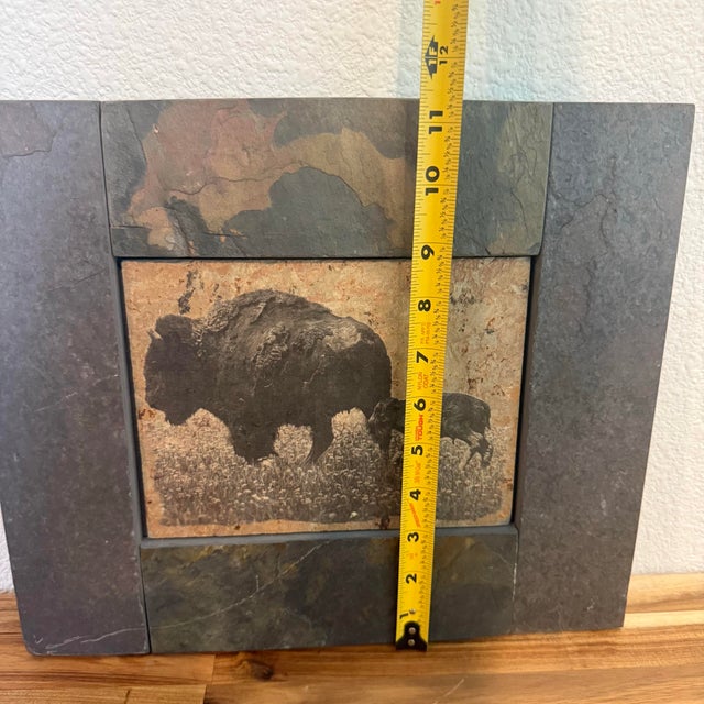 Shlomo Shuval Sierra Slate Images Bison & Elk Wildlife Wall Art – Pair For Sale In Austin - Image 6 of 11