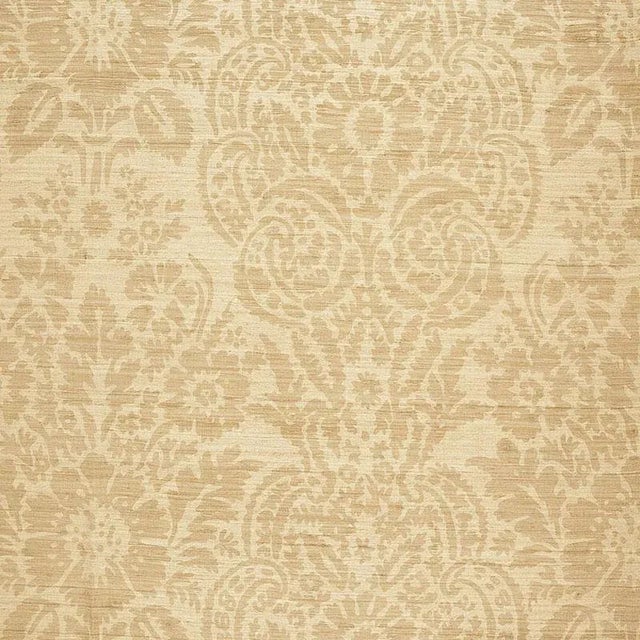 Sample- Schumacher Malay Damask Print Fabric in Candlelight For Sale