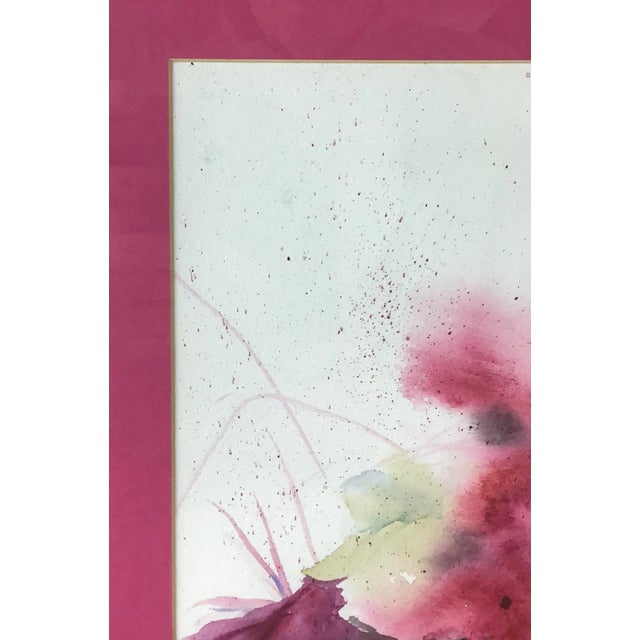 Paint Modern Abstract Artisanal Framed Watercolor Painting For Sale - Image 7 of 10