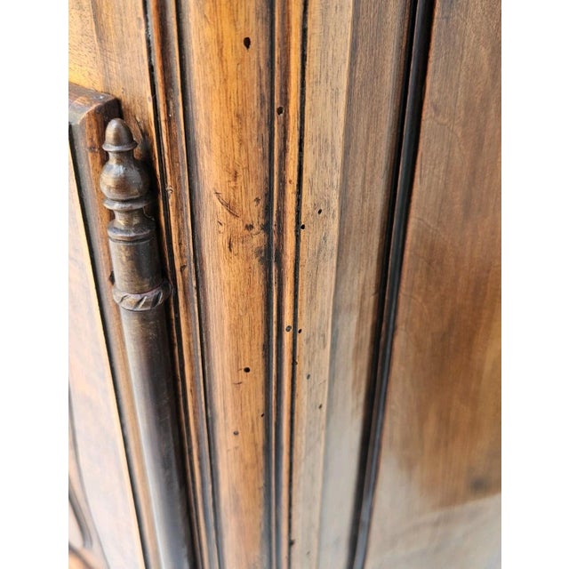 Antique French Louis XV Walnut Buffet Sideboard Curved Front Carved C1900s For Sale - Image 15 of 17