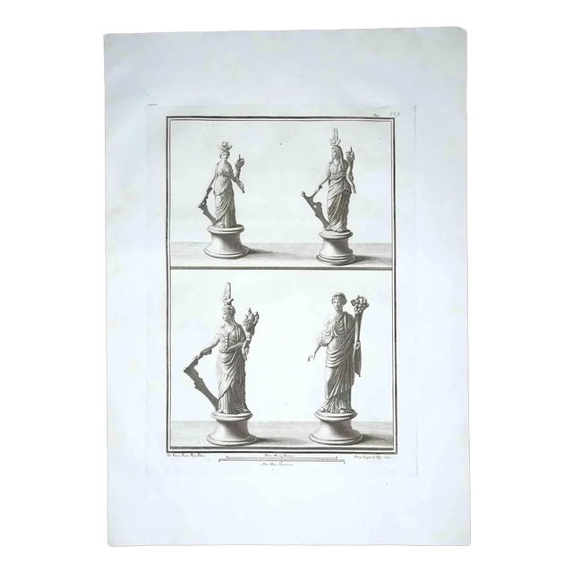 Francesco Cepparoli, Ancient Roman Statues, Original Etching, 1700s For Sale