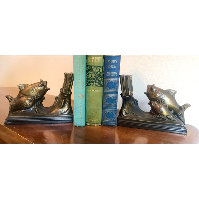 Antique Schooling Fish Metal Bookends by K & O Co Ny For Sale - Image 4 of 12