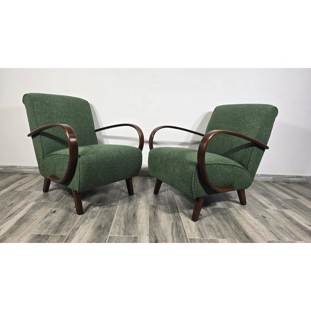 Mid-Century Modern Lounge Chairs by Jindrich Halabala, 1940s, Set of 2 For Sale - Image 3 of 10