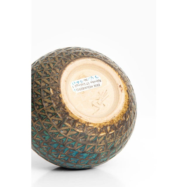 Ceramic vase designed by stig lindberg produced by gustavsberg in sweden glazed in green and blue shades good vintage...