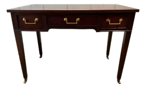 George III Style Inlaid Top Three Drawer Writing Table Desk.