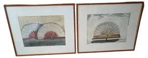 Carmen Grau, Fans, 1990s, Pastel Drawings, Framed, Set of 2