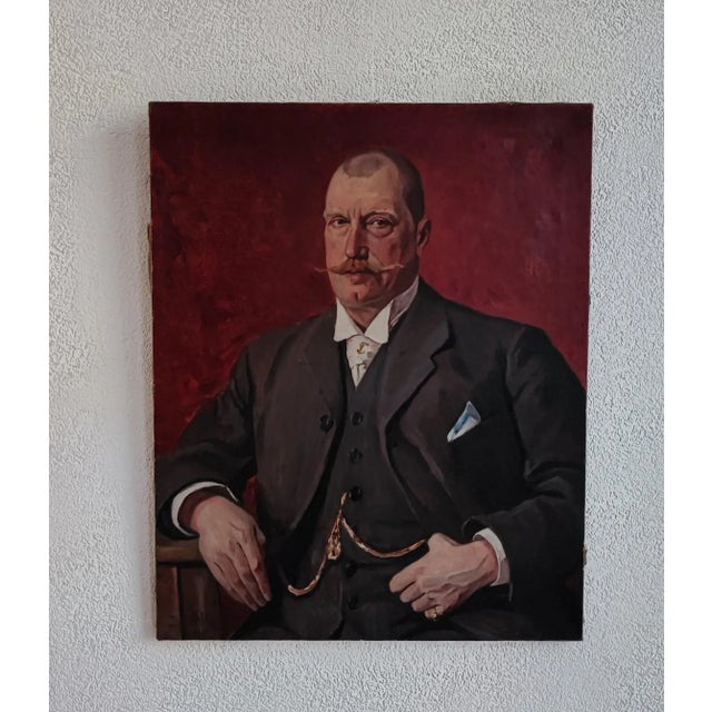Jules Matthey, Portrait d'un notable à moustache, 1911, Oil on Canvas, in Flawless conditions. Designed 1890 to 1919 This...