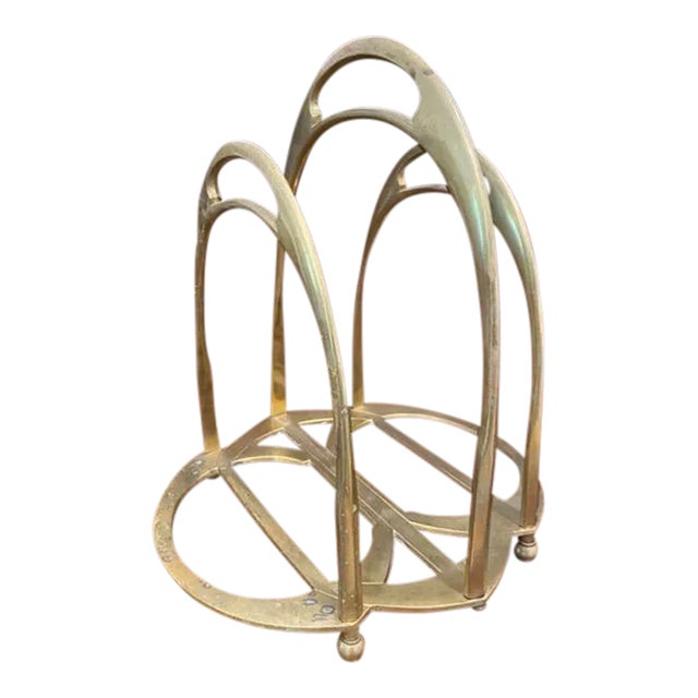Mid 20th Century Equestrian Theme Brass Magazine Rack For Sale