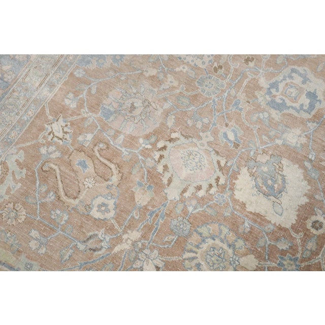 Antique Zabihi Collection Brown Soft Blue Persian Tabriz Rug For Sale In New York - Image 6 of 12