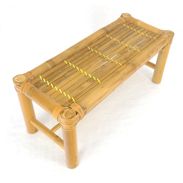 Thick Profile Bamboo 15x36 Compact Bench Mid Century Modern c1970s MINT For Sale - Image 12 of 13