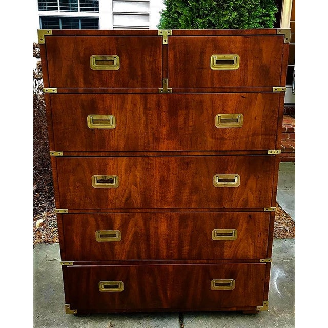 1970s Vintage Henredon Campaign Tall Dresser Chairish