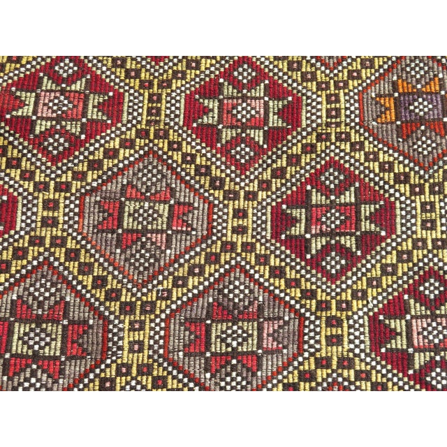 Goldenrod Mid 20th Century Vintage Turkish Handmade Kilim Embroidery Boho Area Rugs For Sale - Image 8 of 11