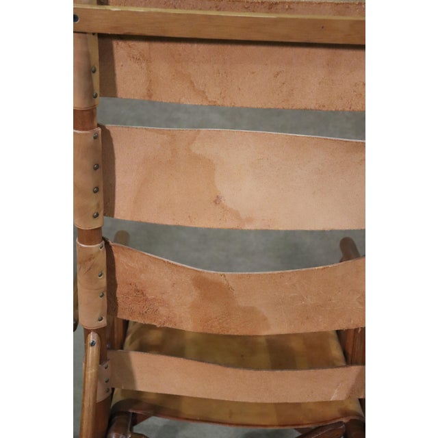 Mid 20th Century Folding Leather Strap Rocking Chair For Sale - Image 4 of 12