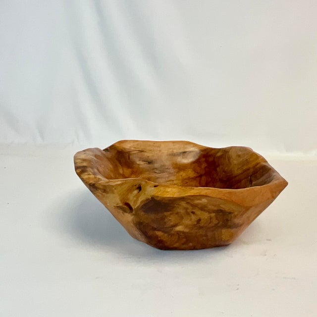 1960s Vintage Rustic Boho Chic Arts & Crafts Live Edge Teak Root Bowl - Hand Carved. For Sale - Image 10 of 18