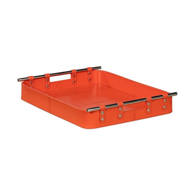 Orange Leather Tray For Sale - Image 11 of 12