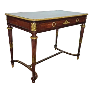 Antique French Louis XVI Style Gilt Bronze Mounted Mahogany Writing Table Desk