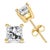 Contemporary IGI Certified 14k Yellow Gold 1/3 cttw 4-Prong Set Princess-Cut Solitaire Diamond Push Back Stud Earrings (N-O Color, SI1-SI2 Clarity) For Sale - Image 3 of 6