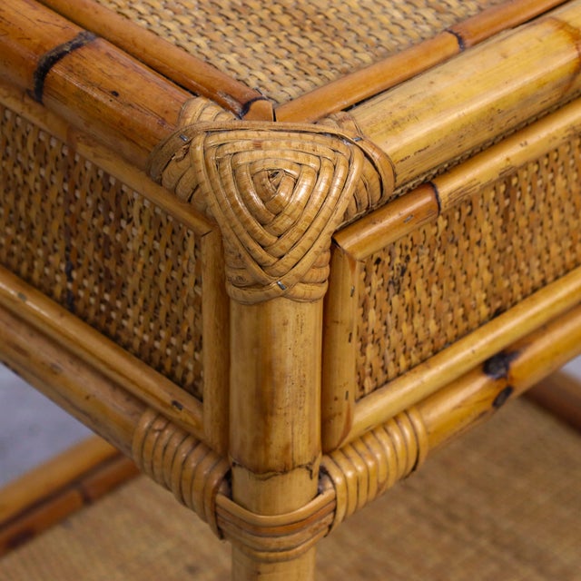 Mid-Century Modern Mid-Century Bamboo, Wicker and Rattan Nightstands, Italy, 1970s, Set of 2 For Sale - Image 3 of 6