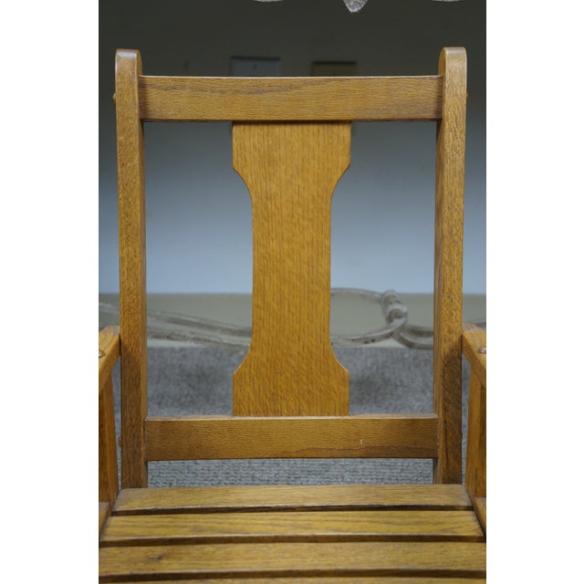 Brown Vintage Mission Oak Child Doll Dollhouse Size Rocking Chair Rocker 23" For Sale - Image 8 of 13